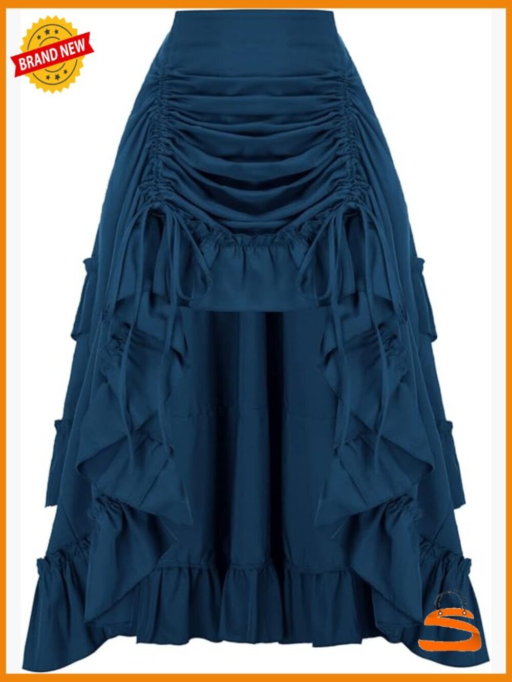 Victorian Steampunk Bustle Skirt High-Low Asymmetrical Renaissance Costume